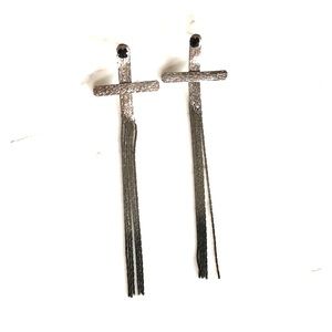 Vintage 80s dangling cross earrings